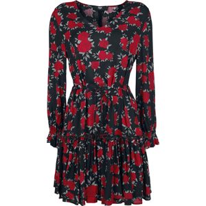 Black Premium by EMP Černo/červené šaty s květovaným celoplošným potiskem Šaty cerná/cervená