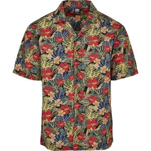 Urban Classics Vzorovaná košile Aloha Resort Košile černá/zelená/rudá