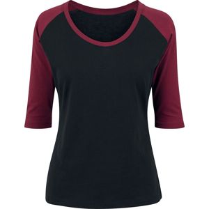 RED by EMP Dámské tričko s 3/4 raglanovými rukávy dívcí triko s dlouhými rukávy cerná/vínová
