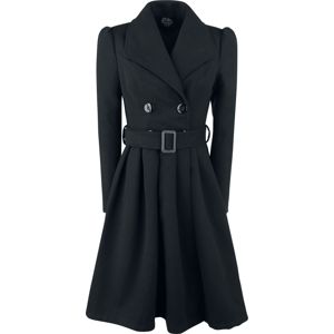 H&R London Black Vintage Swing Coat Dívcí kabát černá
