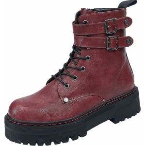 Black Premium by EMP Tmavě červené šněrovací boty s přezkami a podpatky boty tmavě červená