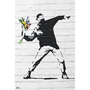 Banksy Throwing Flowers plakát vícebarevný