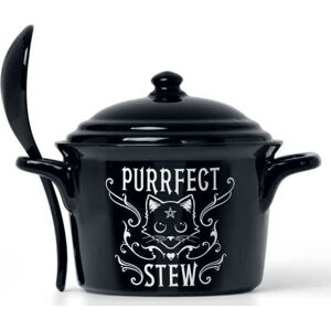 Alchemy England Kotlík s lžící Purrfect Stew porcelánový hrnek cerná/bílá