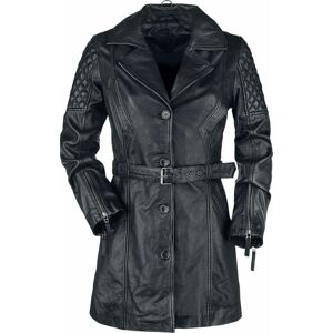 Black Premium by EMP Kožený kabát s prošíváním Dámský kožený kabát černá