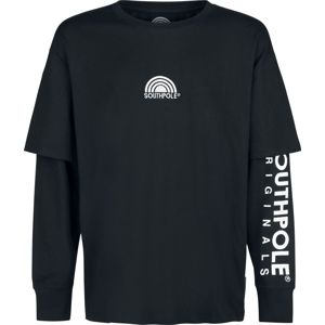 Southpole Basic tričko s dvojitými rukávy Tričko černá