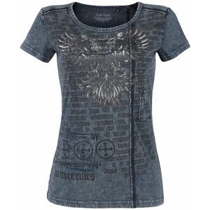 Rock Rebel by EMP blaues T-Shirt mit Waschung und Print Dámské tričko modrá