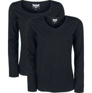 Black Premium by EMP Balení 2 ks dívcí triko s dlouhými rukávy černá
