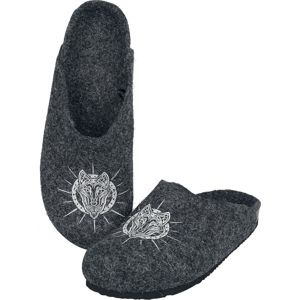Black Premium by EMP Šedé pantofle s potiskem s vlkem papuce tmavě šedá