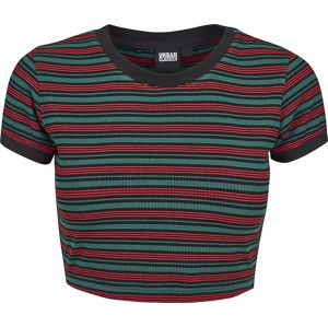 Urban Classics Ladies Rip Stripe Cropped Tee Dámské tričko černá/zelená/rudá
