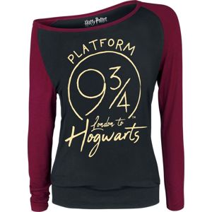 Harry Potter Platform 9 3/4 Dámské tričko s dlouhými rukávy cerná/bordová
