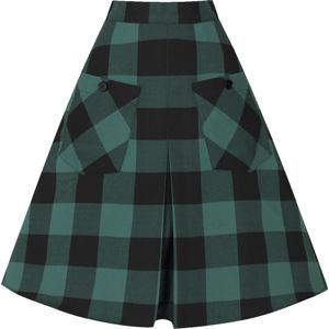 Hell Bunny Midi sukně Teen Spirit sukne cerná/zelená