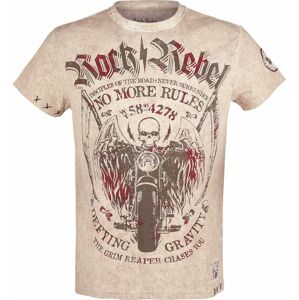 Rock Rebel by EMP Béžové tričko s klasickým výstřihem a potiskem Tričko béžová