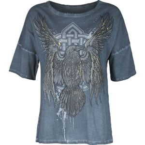 Black Premium by EMP Volné tričko s potiskem s havranem Dámské tričko modrá