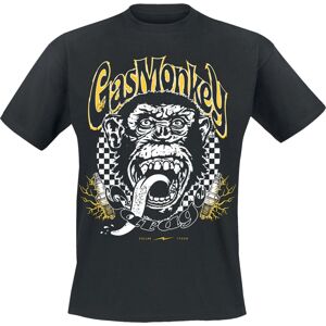 Gas Monkey Garage Chequred & Yellow Logo Tričko černá