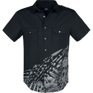 Black Premium by EMP Schwarzes Kurzarmhemd mit Print košile černá