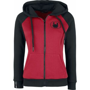 EMP Premium Collection Červená/černá bunda s kapucí s raglánovými rukávy Dámská mikina s kapucí na zip cervená/cerná