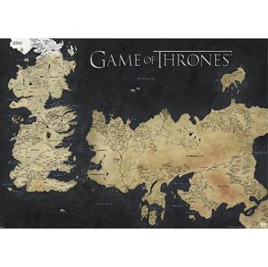 Game Of Thrones Mapa Westeros & Essos gigantická díla vícebarevný