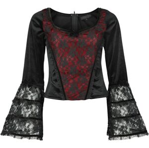 Sinister Gothic Gotické tričko s dlouhými rukávy Dámské tričko s dlouhými rukávy cerná/cervená