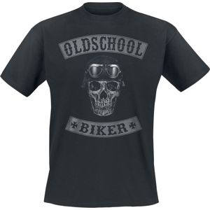 Oldschool Biker Skull Tričko černá