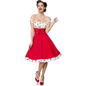 Belsira Schulterfreies Swing-Kleid Šaty cervená/bílá
