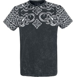 Black Premium by EMP schwarzes gewaschenes T-Shirt mit Knopfleiste Tričko černá