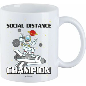 Sprüche Social Distance Champion Hrnek bílá