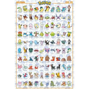 Pokémon Johto Region - (152-251) plakát vícebarevný