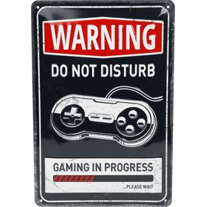 Warning! Gaming In Progress plechová cedule vícebarevný