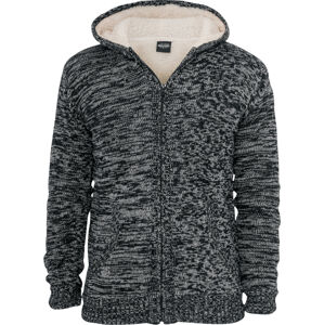 Urban Classics Winter Knit Zip Mikina s kapucí na zip cerná/šedá