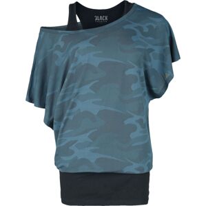 Black Premium by EMP Dvouvrstvé tričko s topem s celoplošným potiskem Dámské tričko cerná/tyrkysová