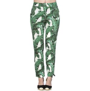 Banned Retro Kalhoty Tropical Leaves Dívčí kalhoty zelená/bílá