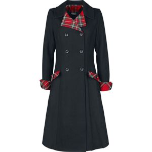 Voodoo Vixen Kontrastní tartanový kabát Vanessa Dívcí kabát černá