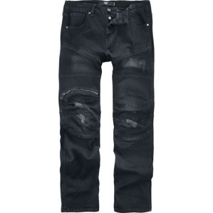 Black Premium by EMP Černé džíny Pete s motorkářským vzhledem Džíny černá