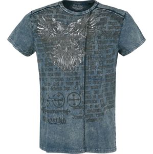 Rock Rebel by EMP blaues T-Shirt mit Waschung und Print tricko modrá