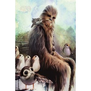Star Wars Chewbacca & Porgs plakát vícebarevný