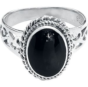 etNox Schwarzer Onyx prsten stríbrná