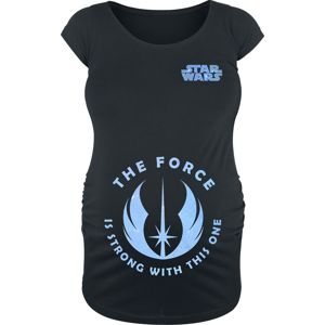 Star Wars Těhotenské oblečení The Force Is Strong With This One dívcí tricko černá