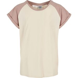 Urban Classics Dívčí kontrastní raglanové tričko detské tricko šedobílá/růžová