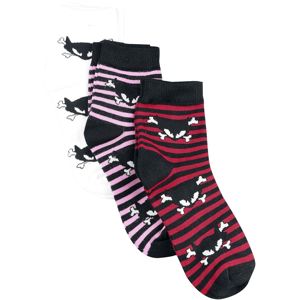 Rock Daddy Balení 3 párů ponožek Skull Cat Ponožky cerná/bílá/cervená