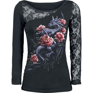 Spiral Dragon Rose Slant dívcí triko s dlouhými rukávy černá