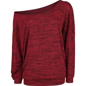 RED by EMP Oversize žíhaný svetr se širokým límcem Dámská mikina s nádechem bordové
