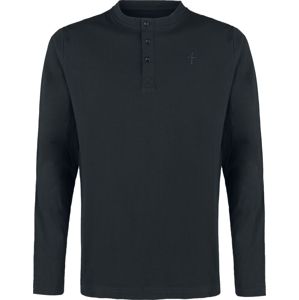 Gothicana by EMP Černé tričko s dlouhými rukávy s výšivkou a klasickým výstřihem Tričko s dlouhým rukávem černá