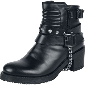Gothicana by EMP Černé holínky s prošíváním na holeni, přezkami a ozdobným řetízkem boty černá