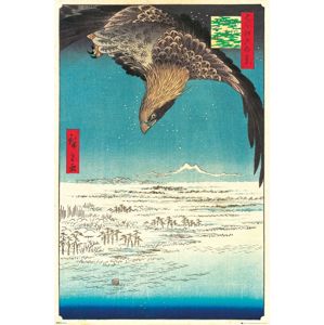 Hiroshige Jumantsubo Plain at Fukagawa plakát vícebarevný