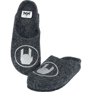 Black Premium by EMP Šedé pantofle s potiskem Rockhand papuce tmavě šedá