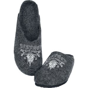 Black Premium by EMP Šedé pantofle s vikingským potiskem papuce tmavě šedá