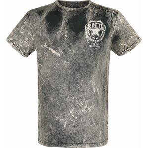 Black Premium by EMP Šedé tričko s opraným efektem a nášivkami Tričko šedá