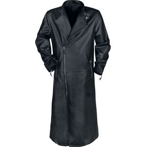 Černý kabát kabát imitace kuže černá