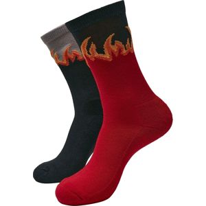 Urban Classics Dlouhé ponožky Flame - balení 2 párů Ponožky cerná/cervená