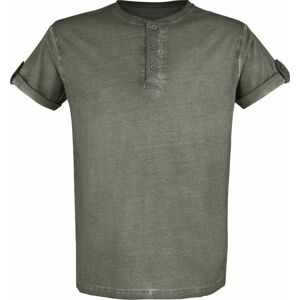 Black Premium by EMP grünes T-Shirt mit Knopfleiste und umgeschlagenen Ärmeln Tričko zelená